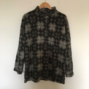 VTG LL Bean Fleece Quarter Button Snowflake Aztec Sweatshirt Mens XL Made In USA